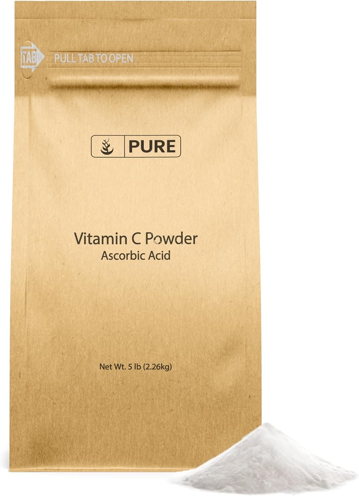 PURE ORIGINALSKE INGREDIENSER C-vitamin Pulver (5 LB) Ascorbinsyre, ikke-GMO, Kosttilskud