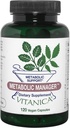 Vitanica Metabolic Manager - Herbal supplement til støtte sund metabolic respons - Kosttilskud med D-vitamin - Vegansk antioxidant supplement - Pro Logo - 120 kapsler