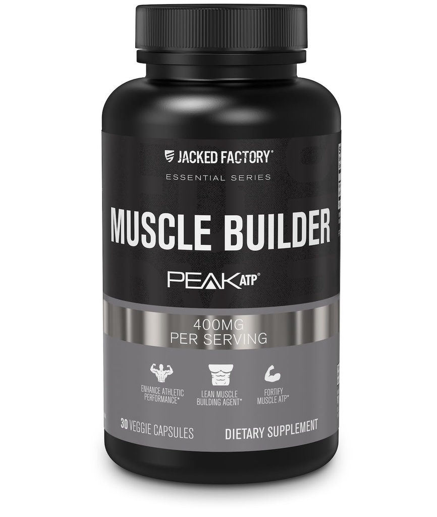 Jacked Factory Essentials Muscle Builder - ATP Muscle Builder for mænd med Peak ATP til at støtte Muscle Gain, forbedre atletisk ydeevne, & øge styrke - 30 kapsler