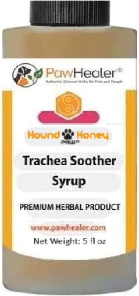 Pawhealer ® Hound Honey: Trachea Soother Syrup - 150 ml (5 fl oz) - Natural Herbal Remedy for Symptomer på Kollapsed Trachea - Smager godt - Let at administrere