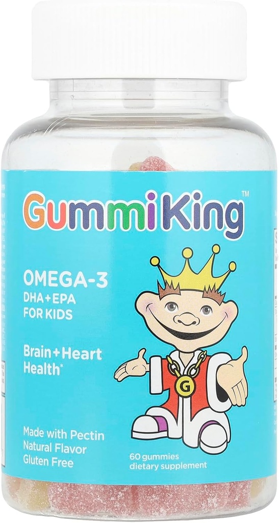 Gummi King DHA Omega-3 Supplement, Lemon / Orange / Strawberry, 60 Greve