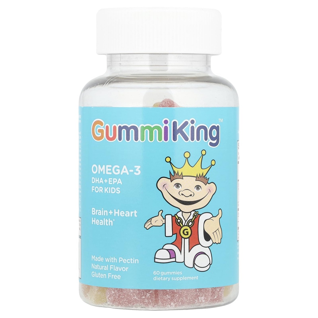 Gummi King DHA Omega-3 Supplement, Lemon / Orange / Strawberry, 60 Greve