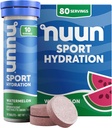 Nuun Sport Electrolyte Tablets with Magnesium, Calcium, Kalium, Chlorid & Natrium, Gluten Free & Vegan, Watermelon, 8 Pack (80 Servere i alt)