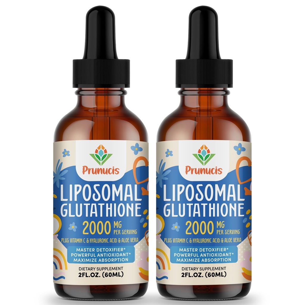 2000MG Liposomal Glutathione Liquid, 98% Absorption, Active Form L- Glutathione Supplement, Vegan Friendly, Powerful Antioxidant Complex for immunsystem, Aging Defense, Detox, 4 FLLOZ