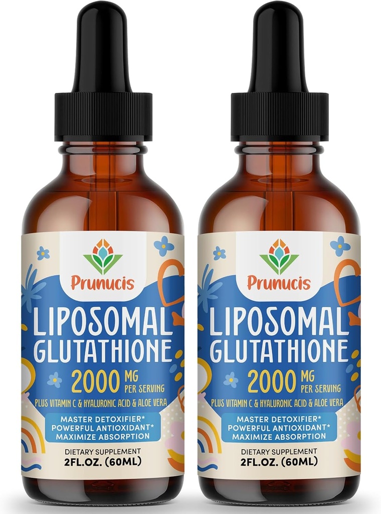 2000MG Liposomal Glutathione Liquid, 98% Absorption, Active Form L- Glutathione Supplement, Vegan Friendly, Powerful Antioxidant Complex for immunsystem, Aging Defense, Detox, 4 FLLOZ