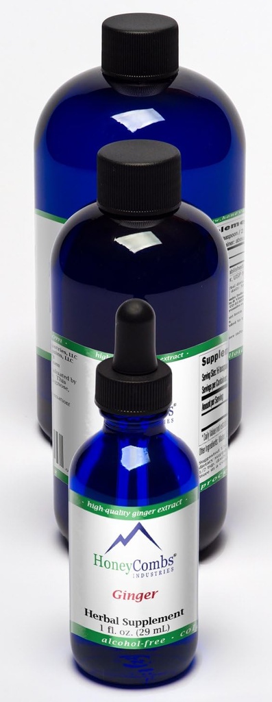 HoneyCombs Ginger - Understøtter cirkulation, Lever, kolon, fordøjelse og meget mere - Alkohol- Free Liquid Extract