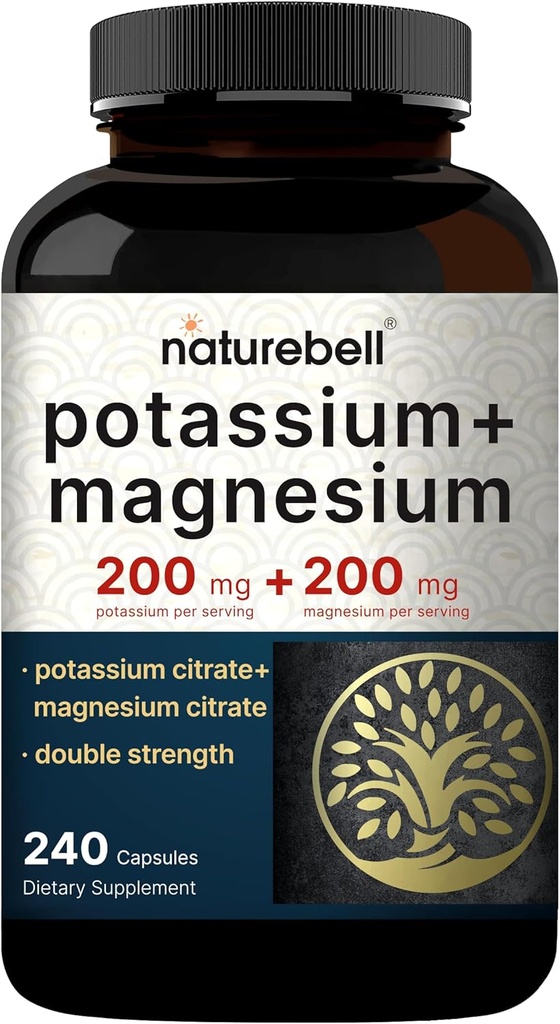Naturebell Kalium Magnesium Electrolyte Powder Capsules Name 124; 200mg Kalium + 200mg Magnesium Citrate} 124; Muscle, Heart & Hydration Support; 124; Keto & Carnivore Friendly