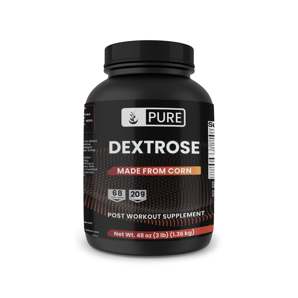 PURE ORIGINAL INGREDIENTS Dextrose, 3 lb, No Magnesium or Rice Fillers, Lab Verified