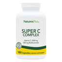 NaturesPlus Super C Complex - 180 kapsler - 1000mg C-vitamin + 500mg Bioflavonoider - Vegan, Gluten Free - 90 Servere