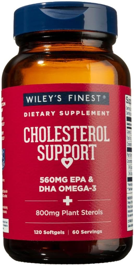 Wiley 's Finest Wild Alaska Fish Oil Cholesterol Support - Heart Health Supplement for mænd og kvinder - 560mg Omega- 3s - 120 Softgels (60 Servere)