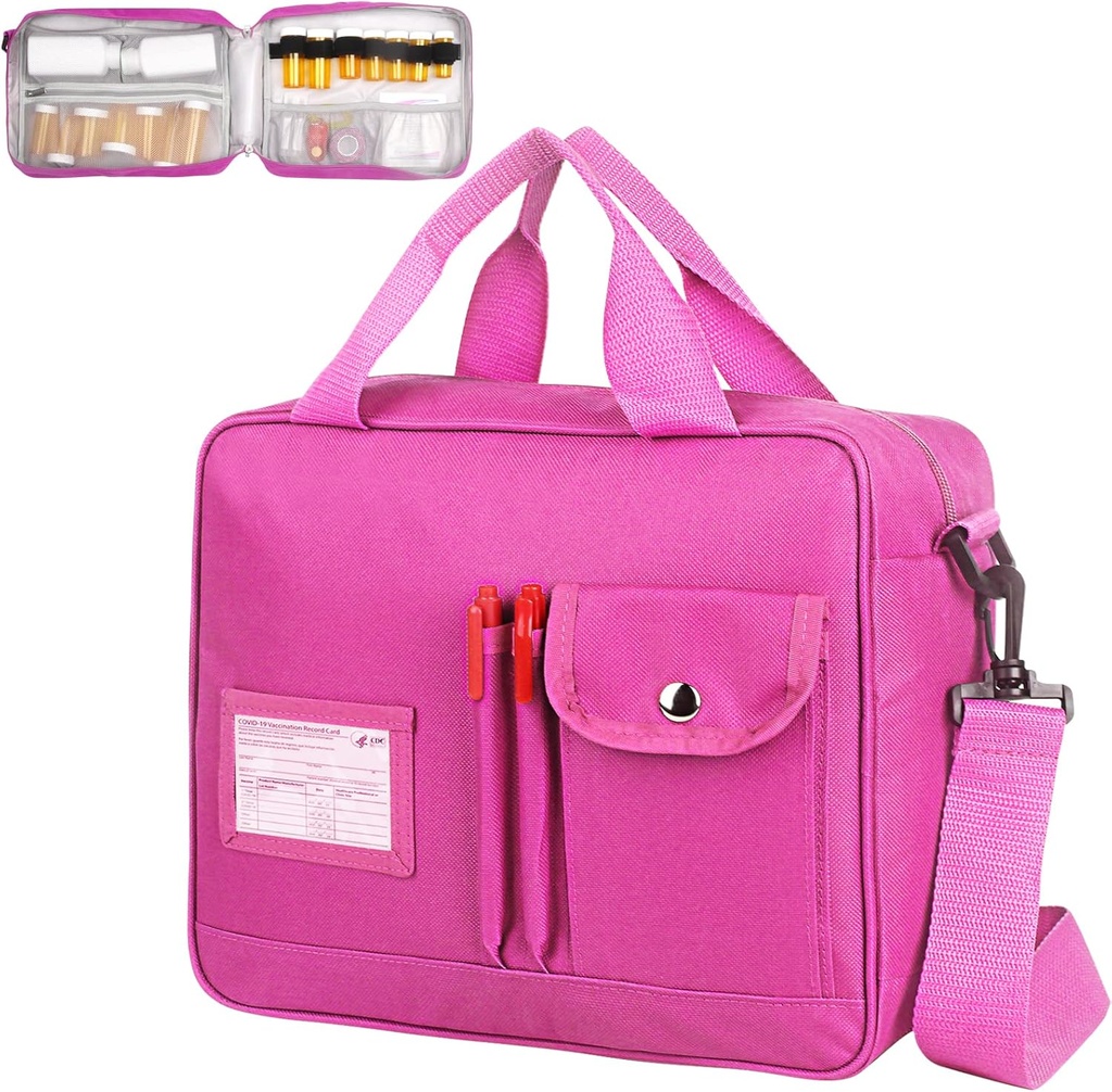 Medicine Pill Flaske Organizer Bag, Stor rejse Pill Case Box og Opbevaring, Lockable Vitamin Pill Carrier til narkotika, Fiskeolie, Medicinske forsyninger (Pink)
