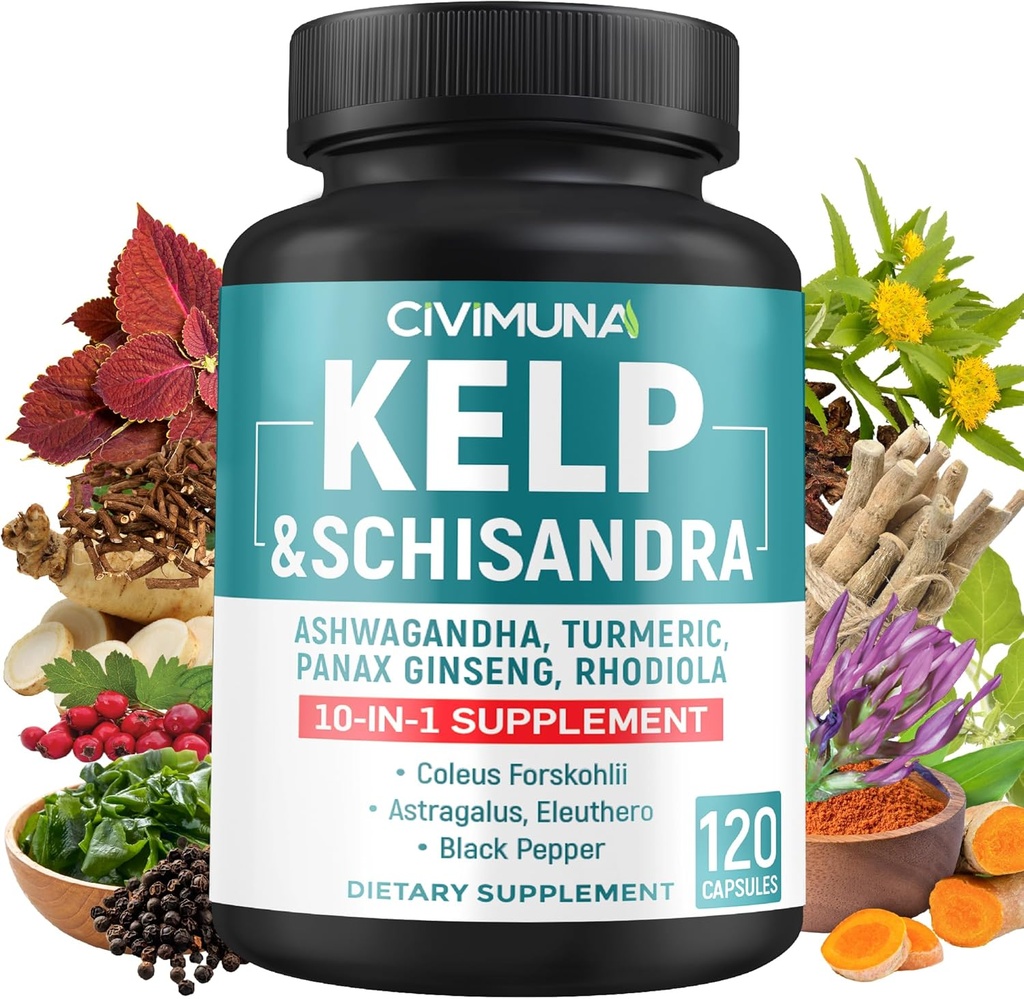 Kelp Extract kapsler med Kelp, Schisandra, Ashwagandha og mere - 120 kapsler til 4 Måneders forsyning