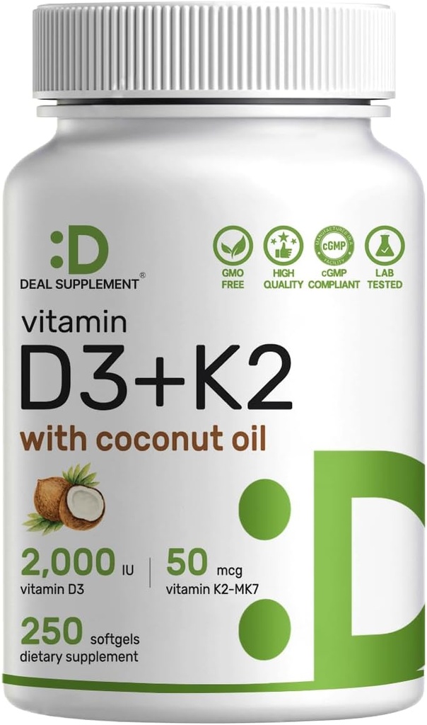 DEAL SUPPLEMENT Vitamin D3 2.000 IE + K2 MK7 50mcg Softgels