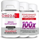 Hjerne kosttilskud med anti-aging, hukommelse piller, Omega 5 Pomegranat supplement, 3 flasker 60ct hver