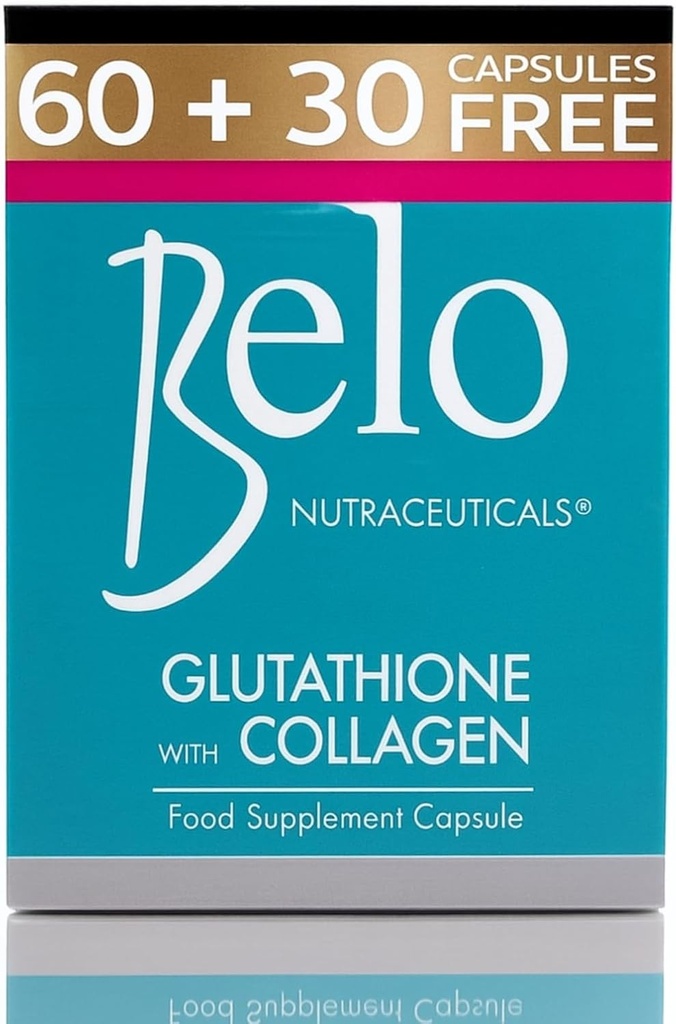 Belo Essentials Glutathione + Collagen Hudblegning Kapsler 60 Kapsler Ekstra stor størrelse