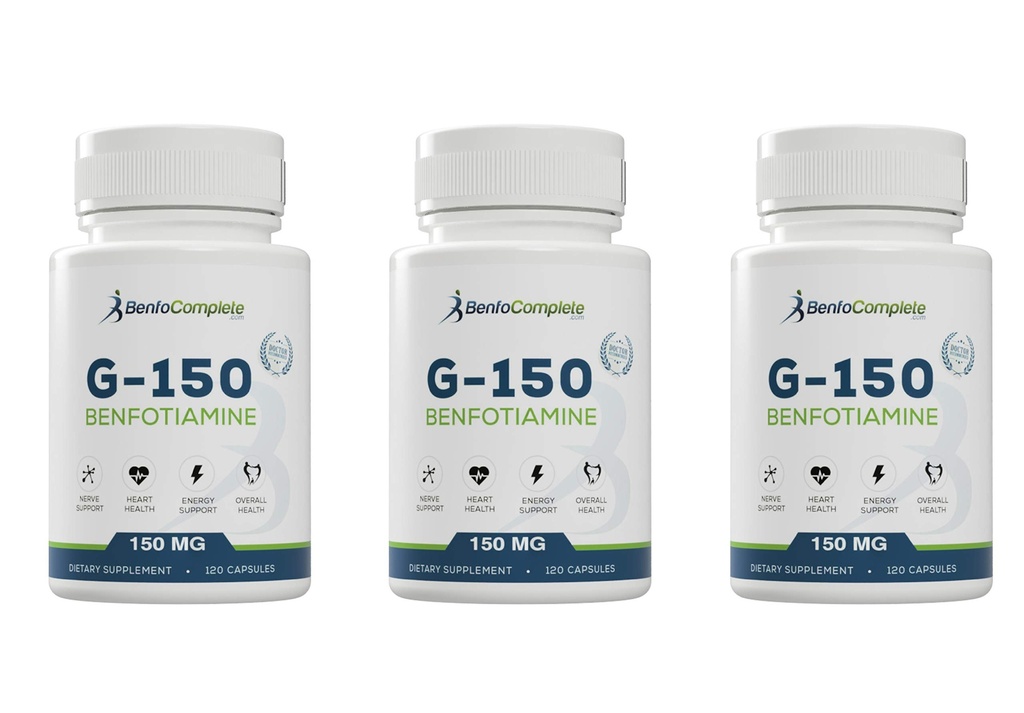 Benfotiamin 150Mg 120 Gelatine kapsler Per flaske - pakke af 3 flasker