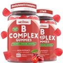 Vitamin B Complex Gummies, Vegan Vitamin B Gummies med 2000 mcg Methyl B12, Methyl Folate Shape 124; Plus Cholin + Inositol, C-vitamin + Zink til støtte for energi, mad, immunforsvar, sundt hår, hud - 120 Cts