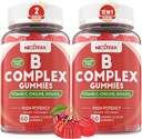 Vitamin B Complex Gummies, Vegan Vitamin B Gummies med 2000 mcg Methyl B12, Methyl Folate Shape 124; Plus Cholin + Inositol, C-vitamin + Zink til støtte for energi, mad, immunforsvar, sundt hår, hud - 120 Cts