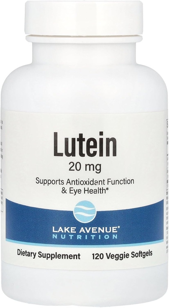 Lake Avenue Lutein - med Lutein & Zeaxanthin fra Marigold Extract - Understøtter Antioxidant Aktivitet & Øje Sundhed - Vegetarisk Friendly, Non- GMO - 20 mg - 120 Veggie Softgels