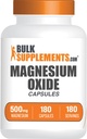 BulkSupplements.com Magnesium Oxide Kapsler - Magnesium Supplement, Magnesium Oxide 500mg - Gluten Free, 1 Kapsel per servering, 180 Tæl (pakning med 1)