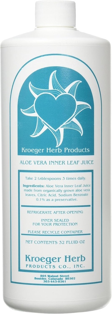 Kroeger Herb Aloe Vera Gel, Indre Leaf, 32 Ounce