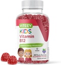 Viteey Vitamin B12 til børn Gummies, 1000mcg - Metabolisme, Natural Energy Support - Vegan, Gelatine fri, Gluten fri, GMO fri - Tasty Chewable B12 Raspberry Flavored Gummy