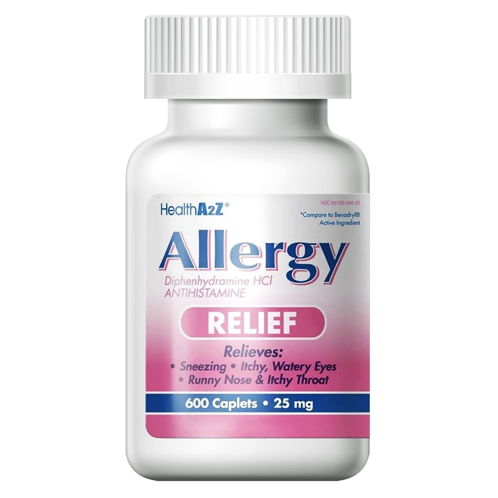 HealthA2Z ® Allergy Relief • 124; Diphenhydramin HCL 25mg • 124; Antihistamin • 124; Relief fra Itchy That, nysen, Runny Noses • 124; Indendørs & Udendørs Allergier (600 kapsler (pakning med 1))
