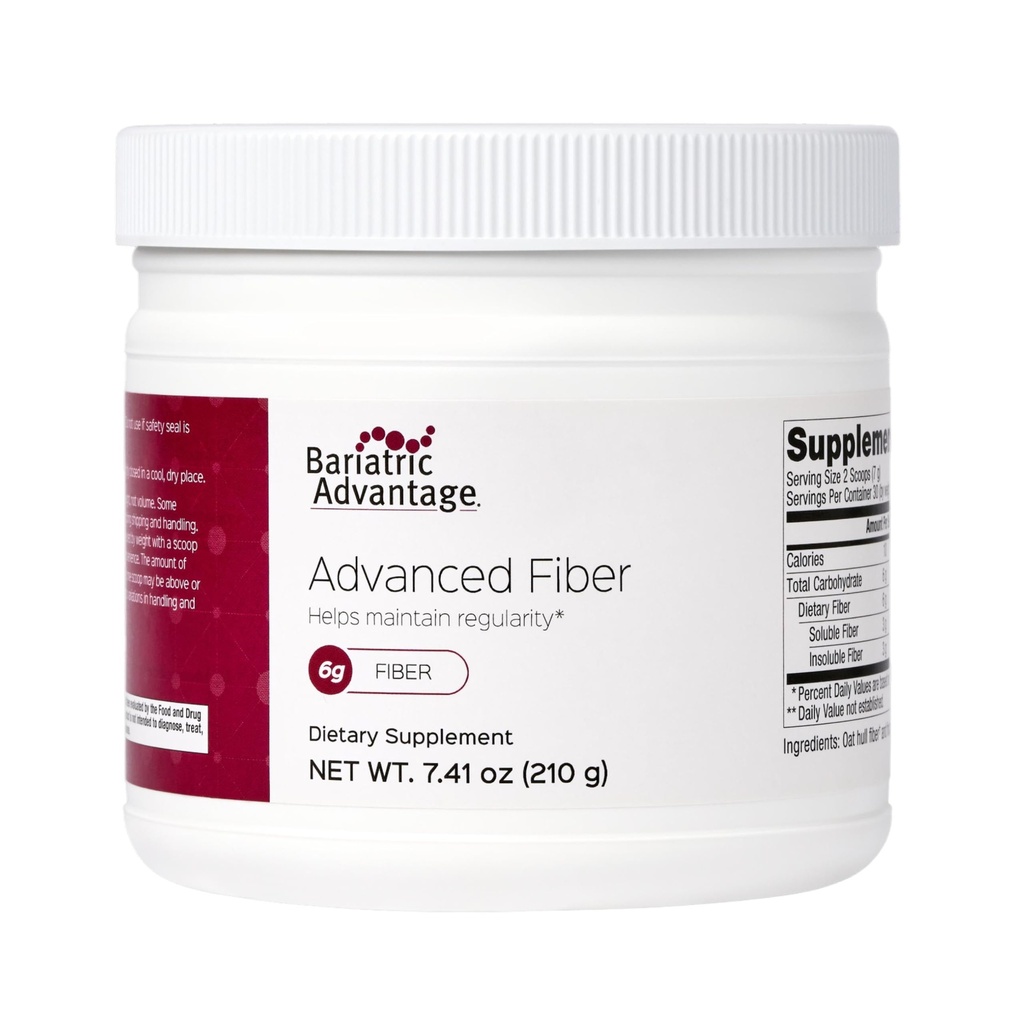 Bariatric Advantage Advanced Fiber, pulveriseret formel Understøtter en sund intestinal miljø og øger Absorption af calcium og magnesium - uden smag, 30 Servere