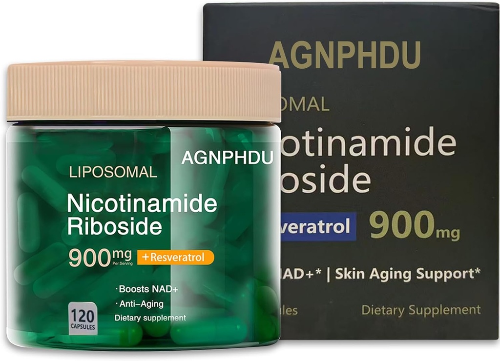 AGNPHDU- Liposomal Nicotinamide Riboside 120 Capsules，Resveratrol, Quercetin - NAD Supplement for Anti-Aging, Energy, Focus 900mg Dietary Supplement