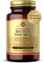 Solgar Biotin 5000 mcg - Understøtter sund hud, negle & hår - Understøtter energiproduktion & Metabolisme - Vitamin B - Non- GMO, Vegan, Gluten Free - 180 Tæl