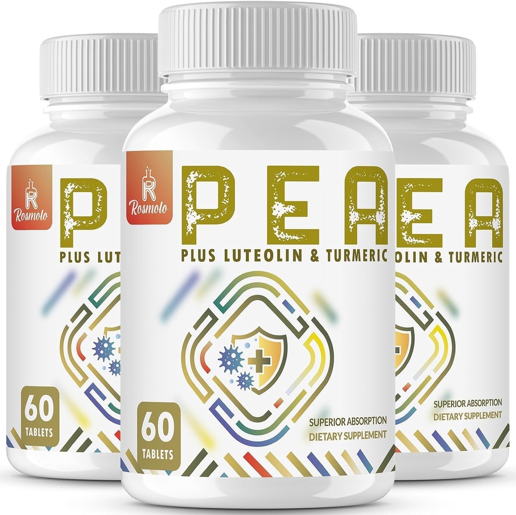 Palmitoylethanolamid med luteolin & gurkemeje - Mikroniseret Pea supplement - USA Made - 180 tabletter