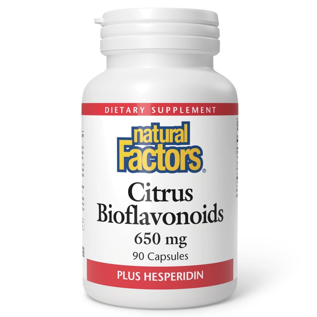 Naturlige faktorer - Citrus Bioflavonoider 650mg, Støtte til kroppens brug af C-vitamin, 90 kapsler