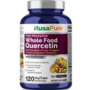 NusaPure Quercetin med bromelain 500 mg 1 125 mg; 120 Veggie Caps 1 125; 43 Fruit Veggie Grain Urter Enzyme Probiotic Blend 1 125; Non- GMO, Vegan, Bioperine