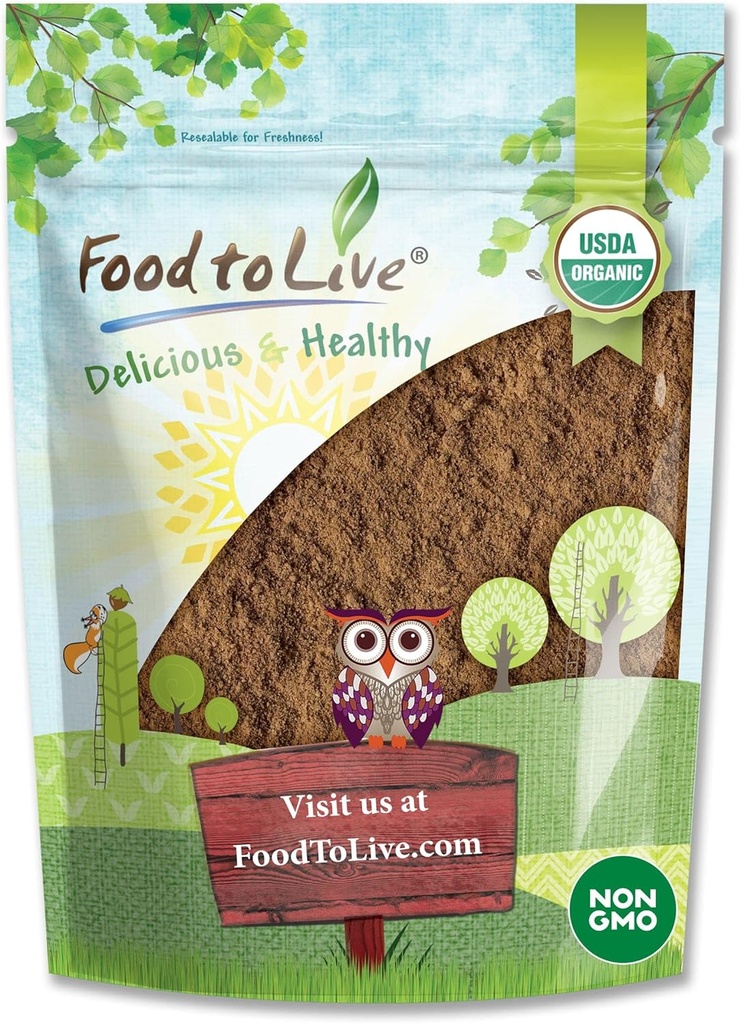 Food to Live Organic Red Reishi Mushroom Powder, 1,5 Pounds - All Natural Vegan Superfood for Immunity & Holistisk Wellness. Rig på antioxidanter og næringsstoffer. Ikke-GMO. 100% Ren. Godt for Smoothies.