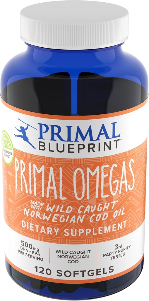 Primal Blueprint Primal Omegas, Omega-3 Fatty Acid Daily Supplement, 120 Count