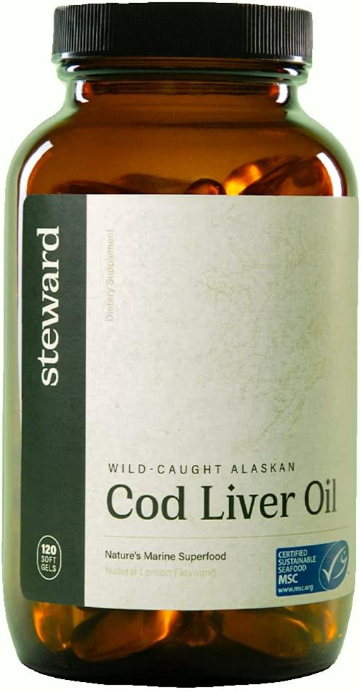 STEWARD - Wild- Fanget Alaska Cod Lever Oil 120 Softgels - 124; Omega-3 's EPA, DHA, DPA og SPM' er + naturlige vitaminer A & D