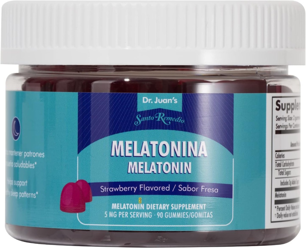 Santo Remedio Melatonin Gummies, Hjælper Induce Sleep, 5mg per servering, 90 Gummies / 45 Servering