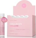 Svensk Collagen Deluxe 12. 4; 12. 500 mg Hydrolyzed Marine Collagen Liquid Supplement - 30 x 25 ml Daily Shots 12. 4; Hyaluronsyre, biotin og C-vitamin til støtte sundt hår, hud, negle 12. 4; Sukkerfri