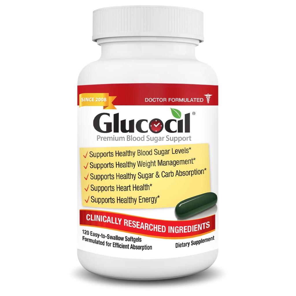 Glucocil - Softgels - Premium Blood Sugar Support - Over 2 millioner flasker solgt - Understøtter De 3 Essentials for sundt blodsukker - Siden 2008, med Berberine, Proprietary Mulberry Leaf, og Mere