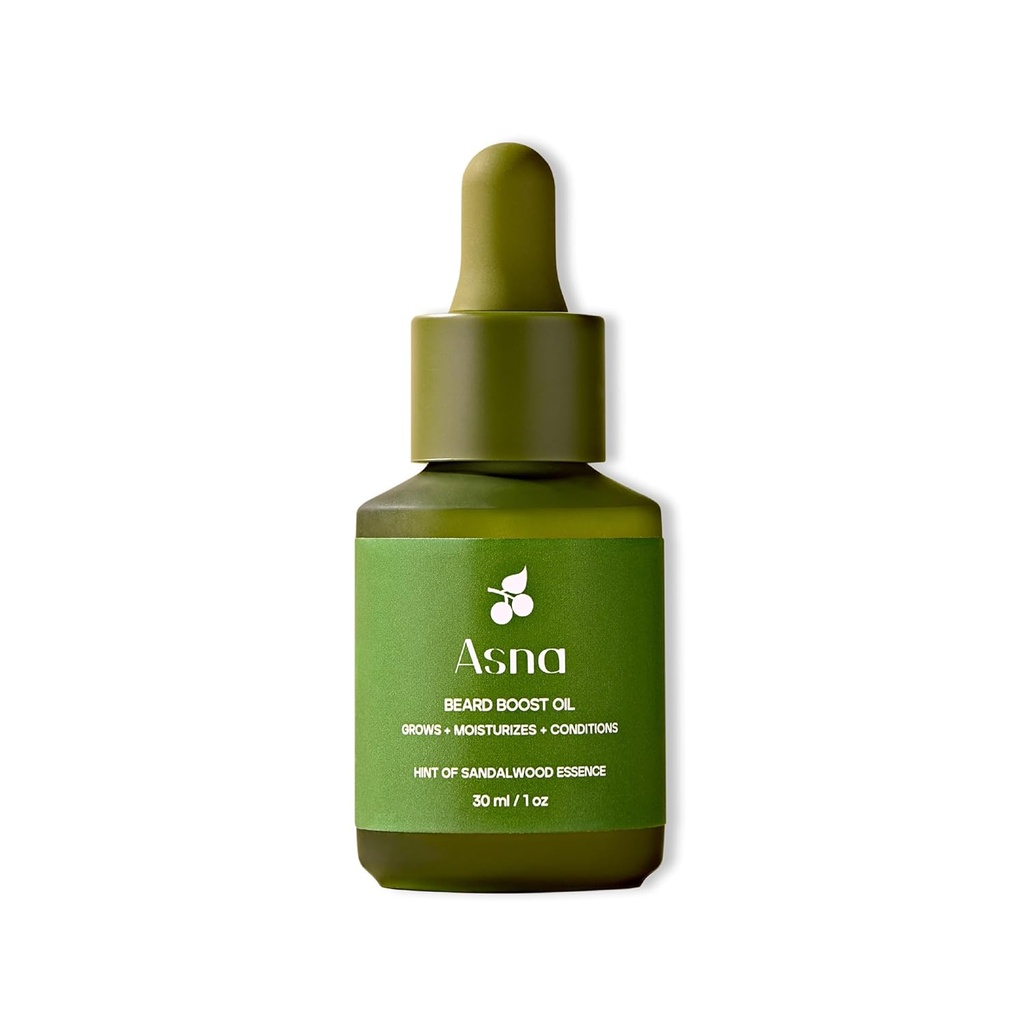Asna Beard Boost Oil - Cold- presset, Alle hårtyper, Stimulerende vækst, nærende & fugtgivende, Ayurvedic med C-vitamin & antioxidanter til blødgør, Fuller Beard
