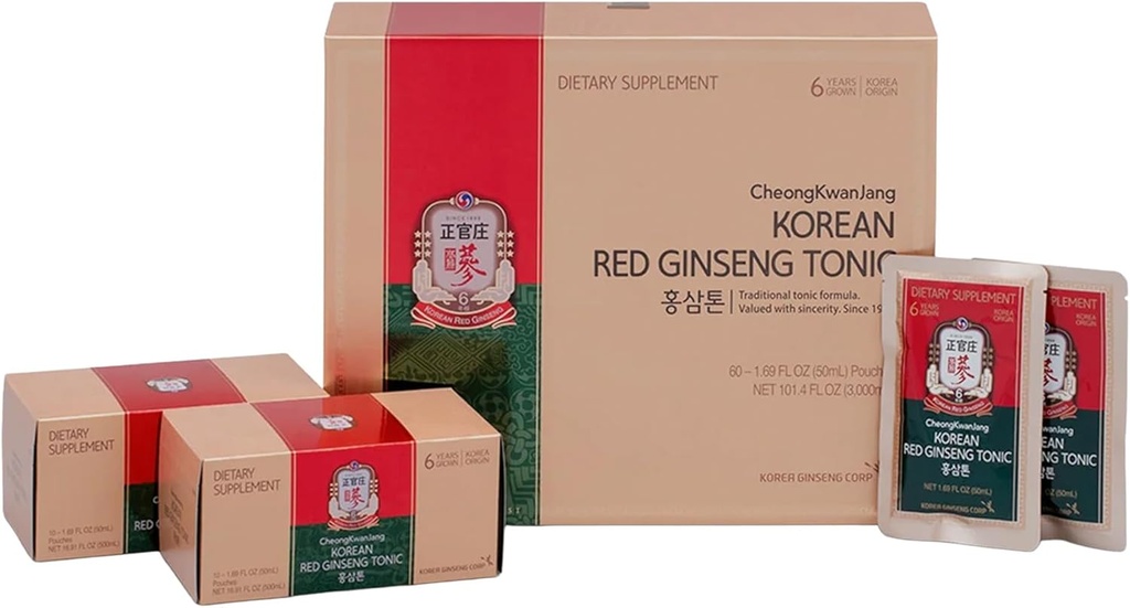 Koreansk rød Ginseng Tonic Pouch (Tonic Mild) 6 År koreansk rød Ginseng, 10 urter og planter til immunsuuport