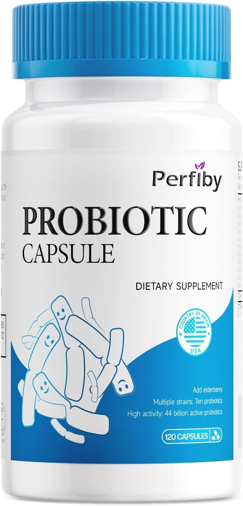 Probiotika med Elderberry til fordøjelse og immunforsvar støtter lejlighedsvis Forstoppelse, Diarré, Gas & Bloating, 120 Kapsler, 60- dages forsyning