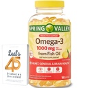 Spring Valley Omega-3 Fish Oil Soft Gels, 1000 mg, 180 Greve, Kosttilskud, Omega-3 Fedtsyrer Bundle med Luals 45 Diabetes Decoded