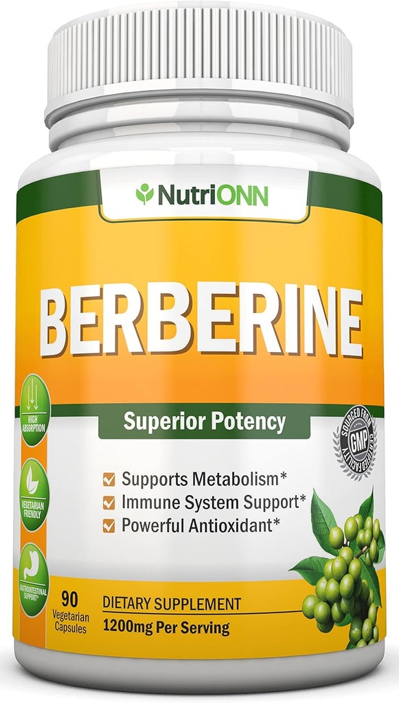 Berberine - 1200Mg Per Servering - 90 Vegetariske Kapsler - Pure Berberine HCL Extract Supplement - Superior potence at støtte immunsundhed