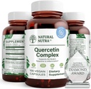 Naturlig Nutra Quercetin Complex med Bromelain og C-vitamin Citrus Bioflavonoid supplement, Support Body til sæsonmæssige ændringer & Body Redness, fremmer leversundhed, 100 Vegansk og vegetariske kapsler