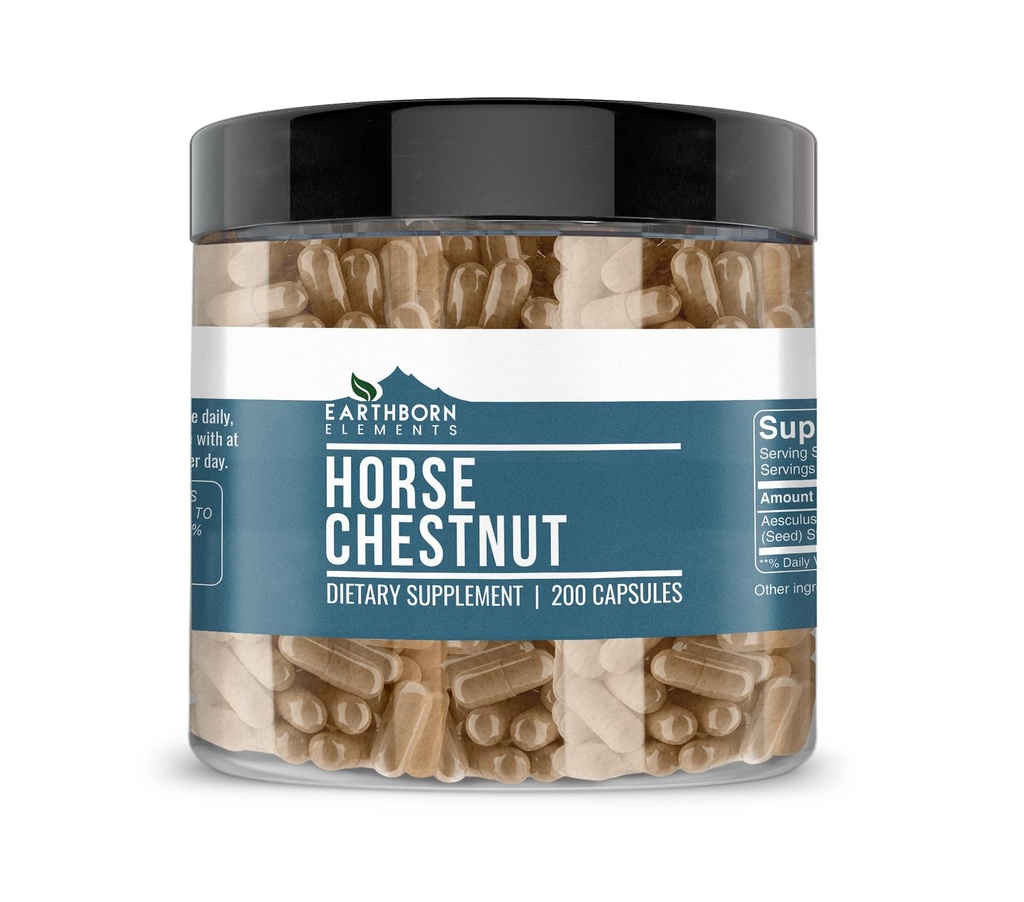 Earthborn Elements Horse Chestnut 200 Kapsler, Pure & Ufortyndet, Ingen tilsætningsstoffer