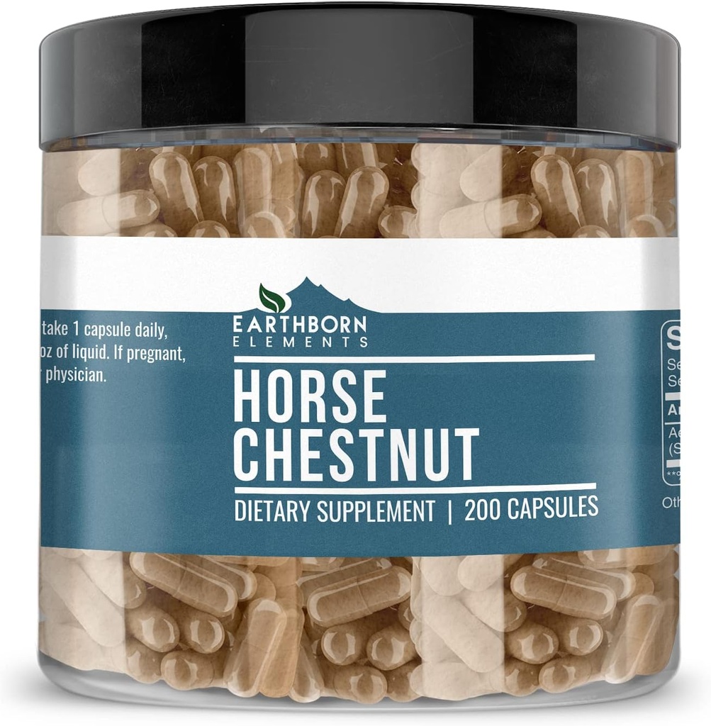Earthborn Elements Horse Chestnut 200 Kapsler, Pure & Ufortyndet, Ingen tilsætningsstoffer