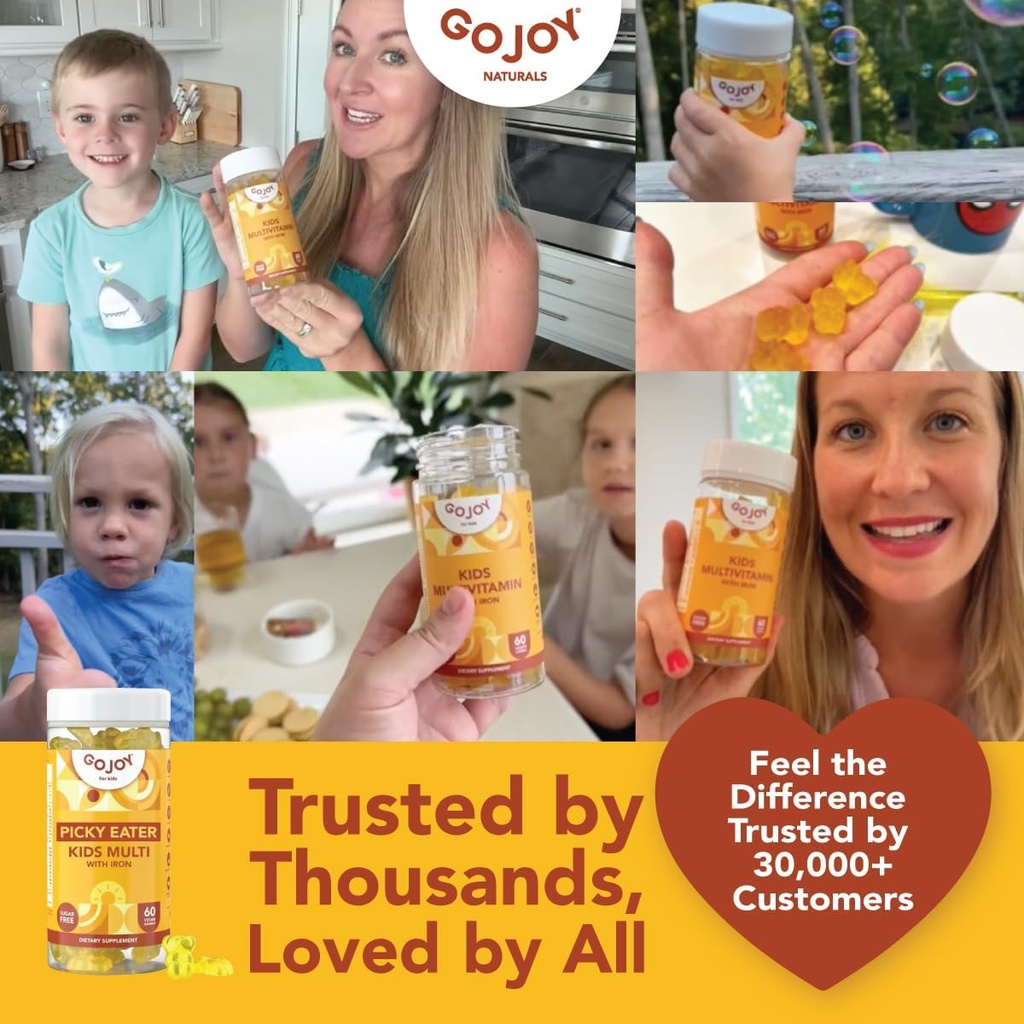 Picky Eater Kids Multivitamin Gummies med jern - Sukker Free Chewable Iron Supplement for Toddlers & Børn 3 & Up - Essential Kids Vitaminer for vækst og udvikling