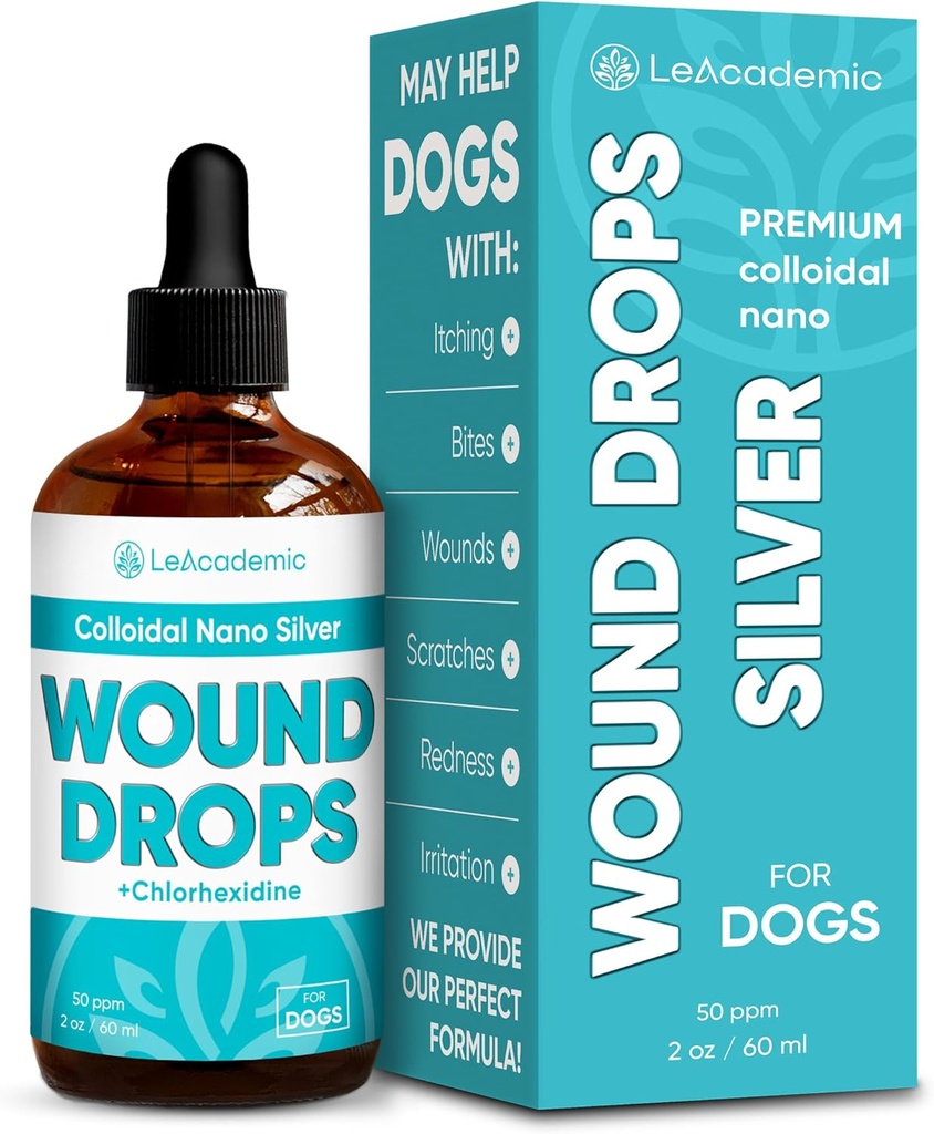Hundeskade pleje i Drops • 124; Hundcone kan være hjælpsomme her • 124; Sølv + Chlorhexidin er en livredder for hudirritation, Scratches, Bides, Rødme, og suturer efter kirurgi • 124; 2 Oz
