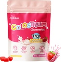 Colostrum Gummies, 1000 mg Græs Fed Colostrum Chews Colostrum Supplement til Gut sundhed, hårvækst, skønhed og immunforsvar, Jordbær Flavor 60 Servering